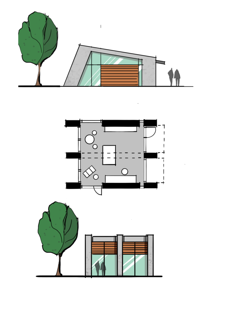 Skitser af Pavillon. Tegnet i Procreate af Bo Kalvslund