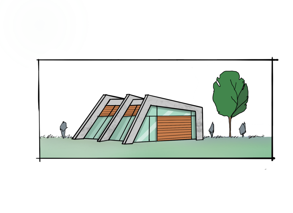Perspektiv af Pavillon. Tegnet i Procreate af Bo Kalvslund